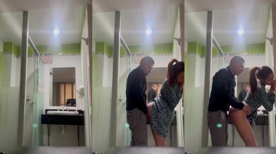 Mathura office employee erotic blowjob bathroom leaked MMS